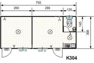 İki Odalı Wc Çay Ocaklı Konteyner K304