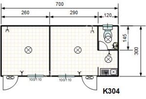 İki Odalı Wc Çay Ocaklı Konteyner K304