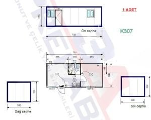 Duvarları Sandviç Panel Yaşam Konteyneri K307