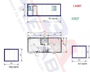 Duvarları Sandviç Panel Yaşam Konteyneri K307