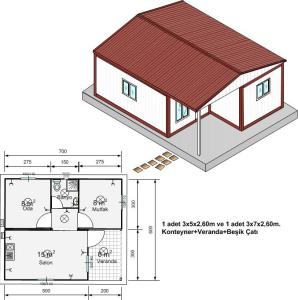 42m2. Yaşam  Birleşimli Konteyner- 3A Prefabrik