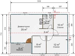 72m2 Prefabrik Ev Konut Binası- 3A  PREFABRİK