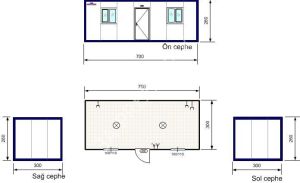 Şantiye Kamp Konteyneri- 3x7x2,50m-3A Prefabrik