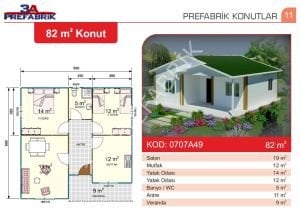 Tek Katlı Prefabrik Bina  82m2. (Fugalı)- 3A Prefabrik