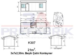 KALİTELİ EV KONTEYNERİ  21m2. - 3A PREFABRİK