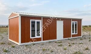 Çatılı  Ahşap Desenli Yaşam Konteyneri-27m2.