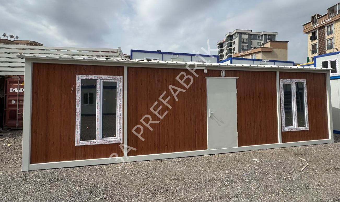 Çatılı  Ahşap Desenli Yaşam Konteyneri-27m2.