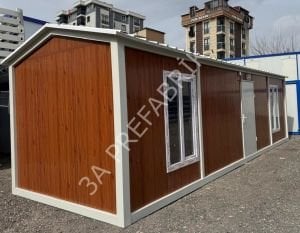 Çatılı  Ahşap Desenli Yaşam Konteyneri-27m2.