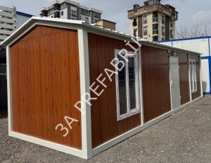 Çatılı  Ahşap Desenli Yaşam Konteyneri-27m2.