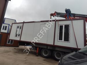 Düz Çatılı Beyaz Gövdeli Bağ Bahçeye Konteyner-27m2.