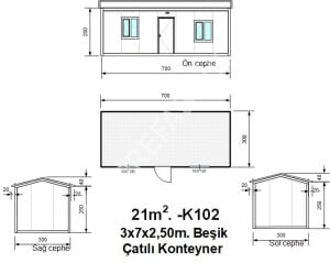 BEŞİK ÇATILI KONTEYNER - 3A PREFABRİK (K102)