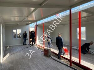 Kantin Yemekhane Konteyneri Beşik Çatılı- 3A Prefabrik-60m2.