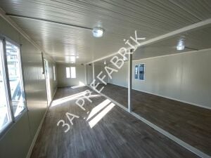 Kantin Yemekhane Konteyneri Beşik Çatılı- 3A Prefabrik-60m2.