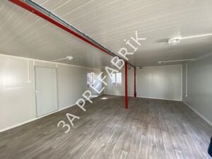 Kantin Yemekhane Konteyneri Beşik Çatılı- 3A Prefabrik-60m2.