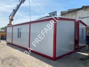Kantin Yemekhane Konteyneri Beşik Çatılı- 3A Prefabrik-60m2.