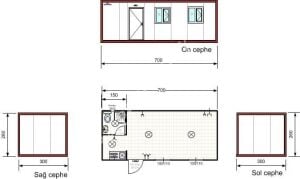 Tek Odalı Wc Çay Ocaklı Konteyner K204(Duşlu)